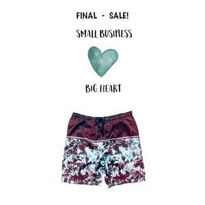 BURNSIDE ~ Men's Brown and Light Aqua Swim Shorts size M